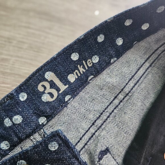 J Crew Toothpick Womens Ankle Jeans Size 31 Blue Polka Dot 5 Pockets NWT - Picture 5 of 7